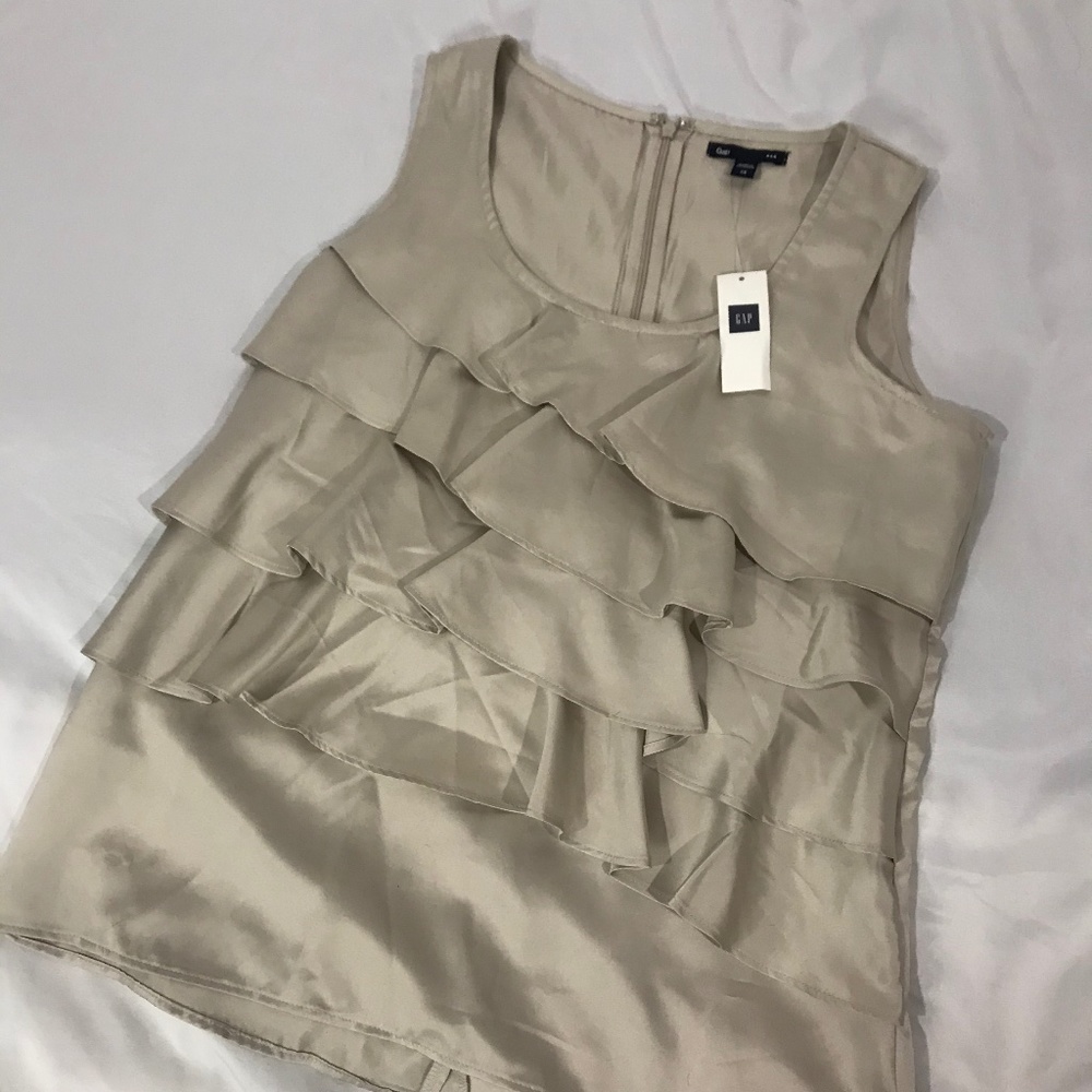 GAP ruffled satin Sleeveless Blouse